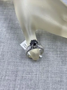D'Joy Irradiated Black Diamond 1.5 ct Solitaire Oxidized Sterling Ring Size 6 - Picture 1 of 11