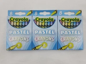 Crayola Crayons Set of 3 Pastel Crayons Nontoxic 8 Pack Made in USA - Picture 1 of 2