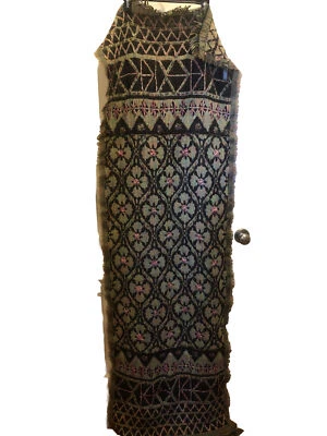 Anthropologie Free People UO Lana Verde Oliva Bordado Tejido Bufanda De Gran Tamaño Foto 1 de 4