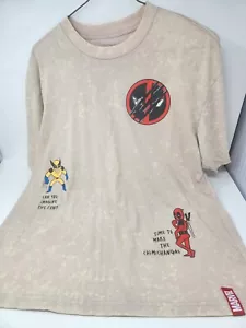 Marvel Deadpool & Wolverine Herren T-Shirt Größe Large hell meliert braun beige - Bild 1 von 7