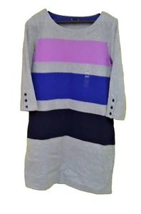 GAP Women's Colorblock Sheath Dress Navy Blue Pink Stripes Gray Cotton Size M - Picture 1 of 13