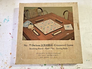 Vintage 1957 SCRABBLE DELUXE EDITION No. 71 Selchow & Righter Original Box - Picture 1 of 9