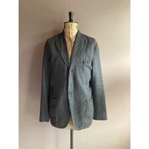 Marlboro Classics Chore Jacket Blazer Mens Size 42 Grey Linen Peak Lapel - Picture 1 of 14