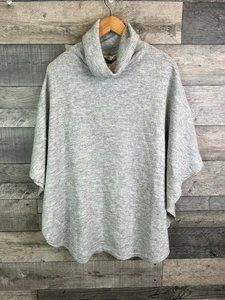 Poncho de punto gris para mujer Monzón suéter cuello alto cuello alto suéter - Imagen 1 de 9
