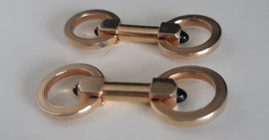Vintage Baton Gold Tone Cufflinks With Gemstones - Picture 1 of 6