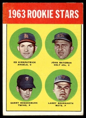 1963 Topps Kirkpatrick/Bateman/Roggenburk/Bearnarth RC Rookie Stars #386 EX - Image 1 of 2