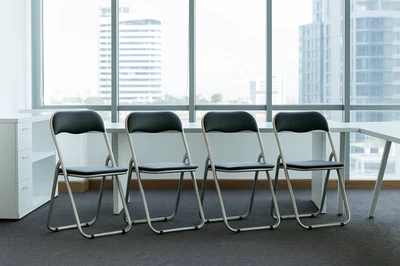 Folding Chairs Black Set Of 4 Office Dining Garden Camping Metal Padded Seat - Image 1 of 4