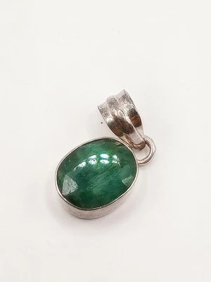 Ciondolo Donna Vintage X Collana Argento 925 Ovale Smeraldo   - Immagine 1 di 4