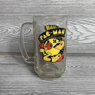 Vintage 1982 Pac Man & Ghosts Arcade Game Glass Mug Cup Beer Stein Bally Midway - Image 1 of 4