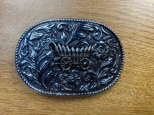 Floral Covered Wagon Belt Buckle - Picture 1 of 4