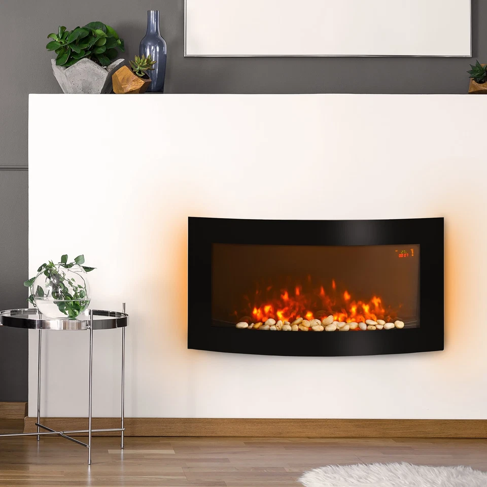Led Backlit Glass Electric Wall Mounted Fireplace Fire Back Lights 1000/2000W - Image 1 of 4