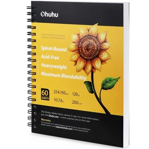 Ohuhu Marker Pads Art Sketchbook, 7.6x10 Large Paper Size, 120LB/200GSM Heavy - Picture 1 of 8