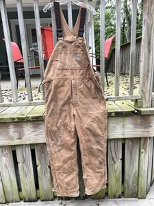 Highly Distressed Carhartt Bib Insulated Coveralls Brown Duck FR Flame Resistant - Picture 1 of 10