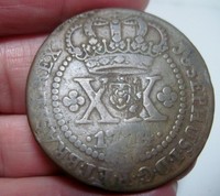 1774 (XX REIS) BRAZIL w/COUNTERMARK (PORTUGAL) --very scarce--