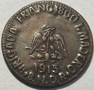 MEXICO - Transitorio 20 Centavos 1915 - Brigada Francisco Madero - Km 758 - RARE - Image 1 of 2