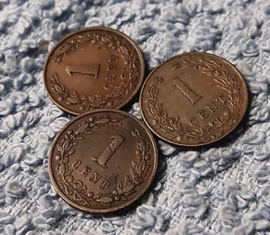 3 Netherlands 1 Cent Coins ~ Netherland ~ Has Flaws See Photos! 1892 1899 1902 - Picture 1 of 18
