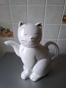 Süße Teekanne / Kaffeekanne Katze weiß Neu - Bild 1 von 5