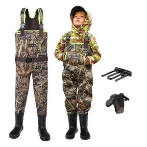 HISEA Toddler Kids Neoprene Waders Boot Foot Cleated Hunting Fishing Chest Wader - Picture 1 of 30