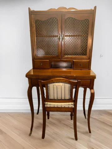 Beautiful Classic French Antique Solid Wood Secretary Desk & Chair- LOCAL PICKUP Cover
