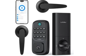 WiFi Door Lock with 2 Handle Set, Fingerprint Keyless Entry Door Lock, Built-in - Picture 1 of 7