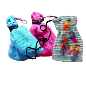 4 x Sorgenpüppchen, mini, im Beutelchen traditionell aus Guatemala, Fairtrade vo - Bild 1 von 3