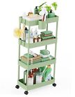  Slim Rolling Storage Cart - 4 Tiers Bathroom Organizer Light Bean Green