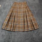 VTG Pendleton Skirt Size 6P Brown Plaid Pleated Tartan A-Line Wool Maxi Academia