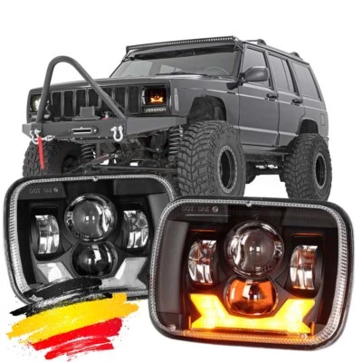 7x6'' 5x7'' LED-Scheinwerfer Hi/Lo Beam DRL für Jeep Cherokee XJ Wrangler YJ - Bild 1 von 4