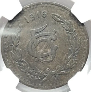 1916 Mexico 5 centavos NGC VF 30 BN Bronze 28mm KM 422 (M582) - Picture 1 of 4