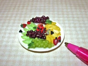 Miniatur bunte Deluxe Obstteller Platte, 1 1/4" Durchmesser: Puppenhaus 1:12 - Bild 1 von 2