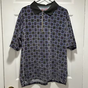 Urban Outfitters Mens S Hippie Velour Velvet Short Sleeve Collard Zip Polo Shirt - Picture 1 of 6