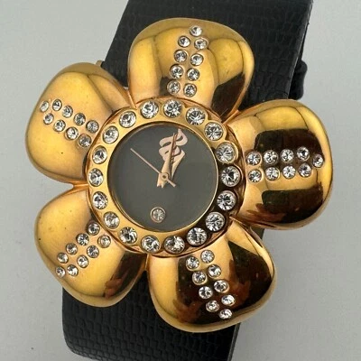 Roca Wear Quartz Watch Women 30m Gold Tone Flower Case Rhinestone New Battery - Image 1 of 4