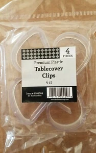 Table Cover Clips - Clear Plastic - Birthday / Wedding Party 4 pieces - Picture 1 of 2