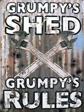 Grumpy's shed, retro vintage style metal sign/plaque man cave pub home bar 