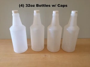 4 Pack 32oz Plastic Bottle w/ Cap Mist Nozzle Trigger Spray Empty Cleaning Water - Picture 1 of 6