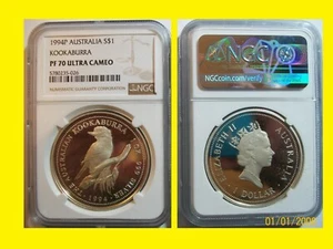 1994 P Australia Kookaburra NGC proof pf 70 uc 1 oz Silver rare low mint POP 4 - Picture 1 of 1