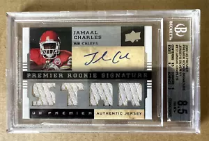 2008 UD Premier Jamaal Charles RC Silver Auto #'d 1/1 Graded BGS 8.5 W/10 AUTO - Picture 1 of 2