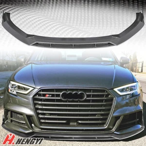 Front Lip Splitter Carbon Fiber Look For Audi A3 RS3 S3 8V S-line 2017 2018 2020 - Picture 1 of 14