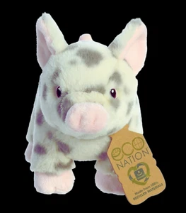 Aurora Eco Nation 10" Spotted Pig Stuffed Animal Bean Bag Bottom 100% Recycled - Picture 1 of 6