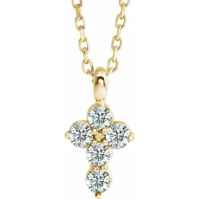 14K Gold 1/6 CTW Natural Diamond Cross 16-18" Necklace - Image 1 of 2