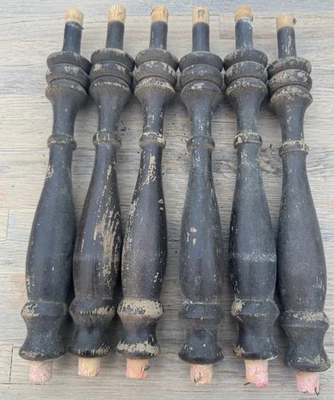 "Lote de 6 husillos de madera torneados salvamento artesanía silla artesano 9 7/8"" de largo" Foto 1 de 3