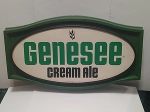 rare Vintage Genesee Cream Ale sign plastic green bar mancave (Read) - Picture 1 of 24