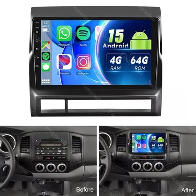 Android 15 Car Radio Stereo Carplay 4+64GB For Toyota Tacoma 2005-2013 GPS Navi - Image 1 of 4