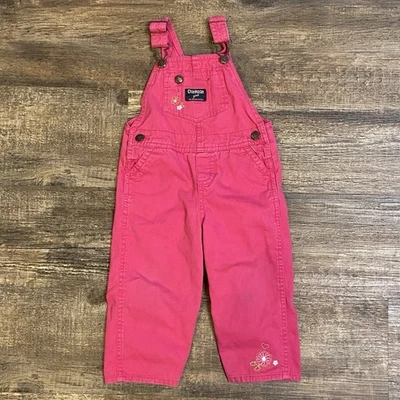 Macacão OshKosh B'Gosh Vintage Anos 80 Feito nos EUA Rosa Meninas 18M - Imagem 1 de 4