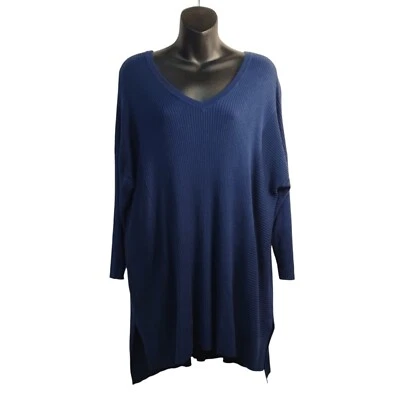 Suéter feminino Lane Bryant azul marinho gola V manga 3/4 alta tamanho baixo 14/16 - Imagem 1 de 4