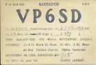 Vintage VP6SD Barbados British West Indies 1957 Amateur Radio QSL Card