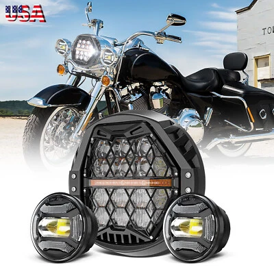 7" LED Headlights & 4.5'' Fog Lights For Harley Road King Electra Glide Classic  - Image 1 of 4