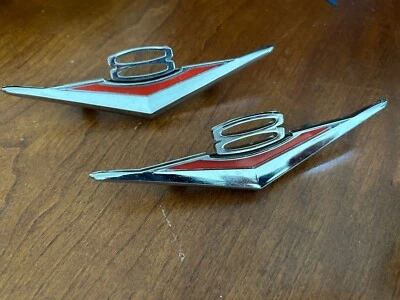 NOS 1965 1966 AMC Marlin #3490385 Rear Quarter Panel Emblems - PAIR - NICE! - Image 1 of 4
