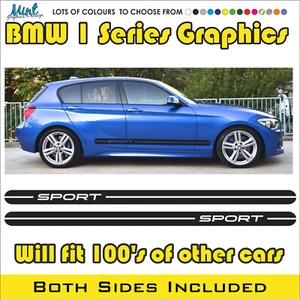 BMW 1 Series 2 3 Rayas Laterales Calcomanías Adhesivas M Sport 120 Gráficos GRATIS P&P 007 - Imagen 1 de 4