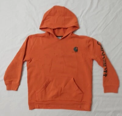 KIDS CARHARTT HOODIE SIZE LARGE 14-16 ORANGE - Imagem 1 de 4